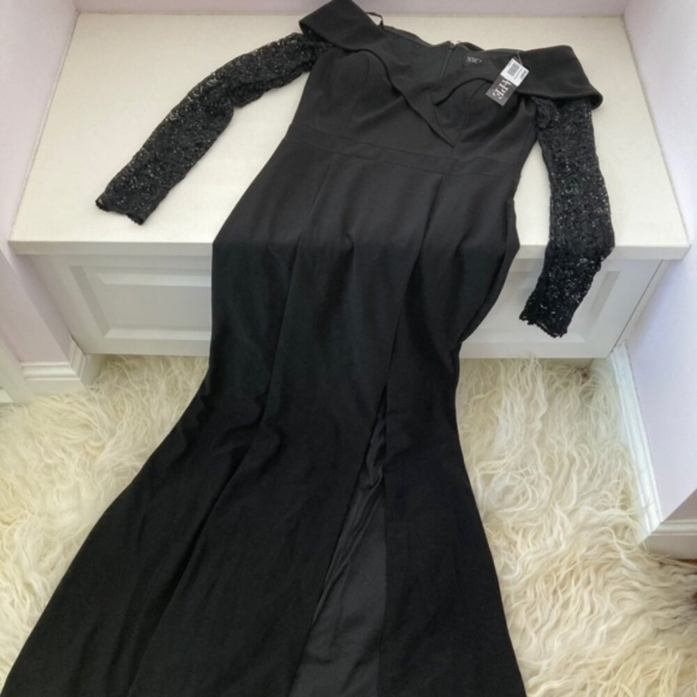 XSCAPE LACE SLEEVES OFF-THE-SHOULDER FORMAL DRESS 0214 - Picture 4 of 16